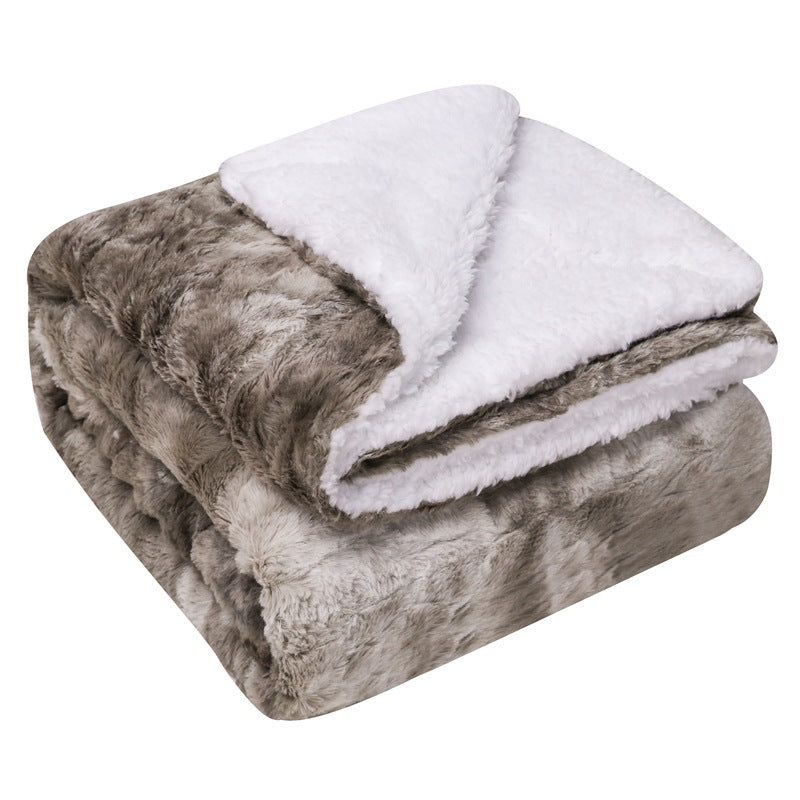 Mushroom reversible flannel and fleece blanket, folded