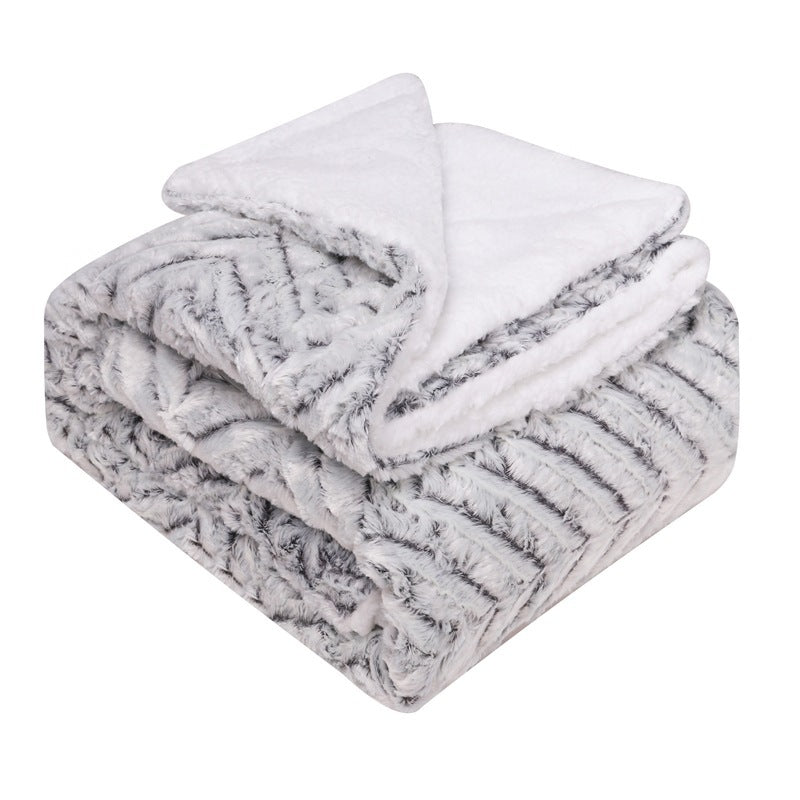 Frosted Grey reversible flannel and fleece blanket, folded