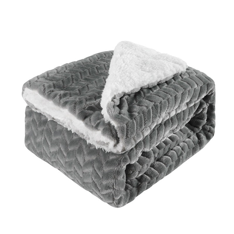 Slate Grey reversible flannel and fleece blanket, folded