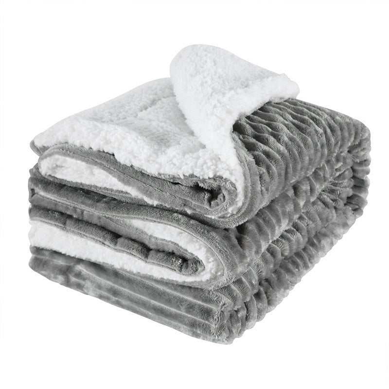 Silver Grey reversible flannel and fleece blanket, folded