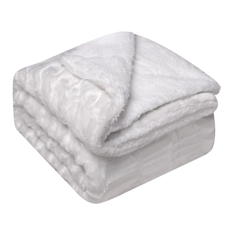 Winter White reversible flannel and fleece blanket, folded