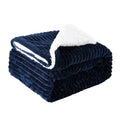Ink Navy reversible flannel and fleece blanket, folded