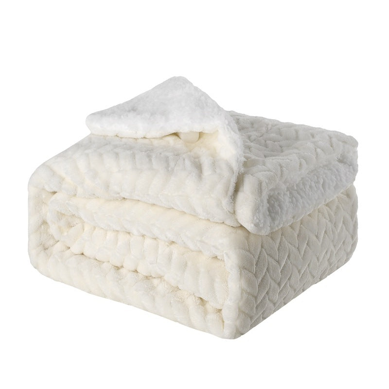 Ivory reversible flannel and fleece blanket, folded