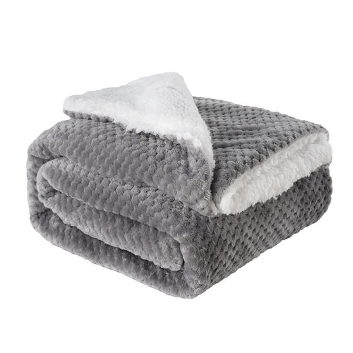 Dove Grey reversible flannel and fleece blanket, folded